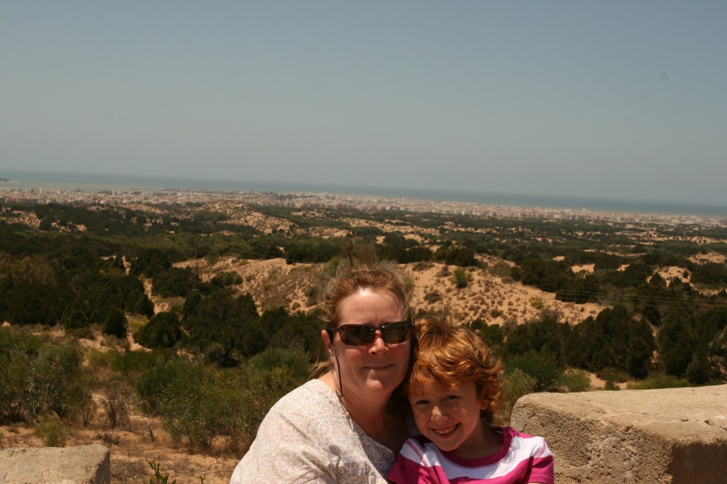 Kim and Sydney with Essaouira Morocco in the background.